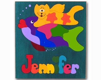 Personalized Wood Name Puzzle | Cat-Fish Dreams