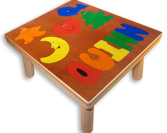 Toddler Name Puzzle Stool | Basic Shapes