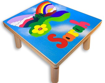 Older Childs Name Puzzle Stool | Butterfly Mountains