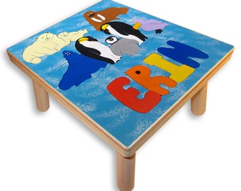 Name Puzzle Stool for Toddlers and Children | Polar Animals