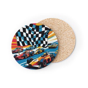 Racing Car Coasters - Vintage Racing Decor, Checkered Flag Coasters, Automotive Gifts, Race Day Accessories, Car Enthusiast Home Decor