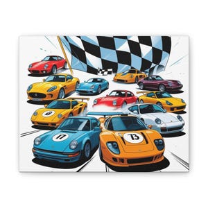 Race Day Canvas Art Print, Car Enthusiast Wall Decor, Racing Themed Home Decor, Gift for Dad or Car Lovers, Motorsport Art