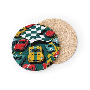 Racing-Themed Coasters, Vintage Car Coaster Set, Fun Drink Coasters, Car Lover Gifts, Sports Party Decor