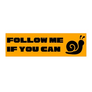 Colorful Snail Follow Me Bumper Sticker | Fun Car Decal, Vehicle Decor, Road Trip Accessory, Gift for Snail Lovers, Funny Stickers