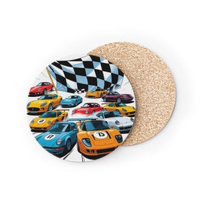 Racing Car Coasters, Speedy Car Coasters, Race Day Drink Coasters, Vintage Car Decor, Sports Legend Coasters