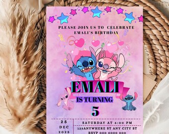 Editable Stitch Birthday Party Invitation Template ( 5x7 ) Digital Downloadable Product