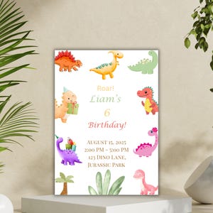 Dinosaur Birthday Invitation: Editable Dino Party Invite (Digital Download)