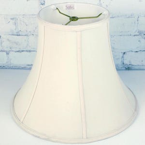 Vintage Stiffel Ivory Fabric Lamp Shade, Bell Shaped 12.75&quot; H x 8 3/8&quot; Top Diameter x 16&quot; Bottom Diameter - Good+ condition