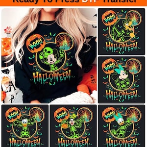 Disney Halloween All Characters Dtf Transfer, Mickey And Friends Halloween Ready to Press, Halloween Party Dtf, Disney Family Halloween Dtf