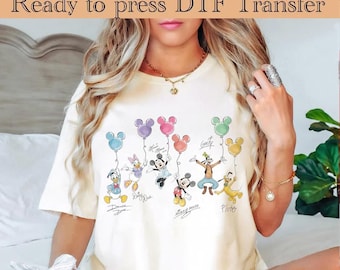 Disney Micky Maus Und Freunde Luftballons DTF Transfer, bereit zum Pressen