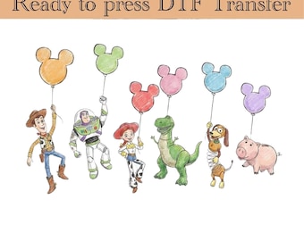 Toy Story Balloons DTF Transfers, Woody, Buzz Lightyear, Ready To Press