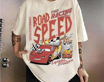 Disney The Racing Road Speed DTF-overdrachten, Cars Lightning McQueen Movie-hitteoverdracht, Disney Ready To Press, Disney Pixar-overdracht