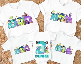 Monster Inc Custom Name Family dtf,Monster Character Ready To Press,Monster World Birthday Party Dtf,Monster Inc Party Dtf,Personalized Dtf