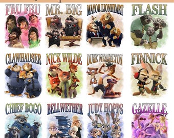 ディズニー ズートピア 海賊版 プレス準備完了、ニック・ワイルドとジュディ・ホップスのDTFトランスファー、ディズニー ズートピア カップルのDTF、ディズニー ファミリー旅行トランスファー