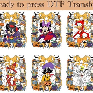 Disney Halloween All Characters Dtf Transfer, Mickey And Friends Halloween Ready to Press, Halloween Party Dtf, Disney Family Halloween Dtf