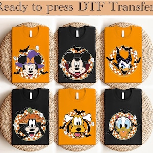 Disney Halloween All Characters Dtf Transfer, Mickey And Friends Halloween Ready to Press, Halloween Party Dtf, Disney Family Halloween Dtf