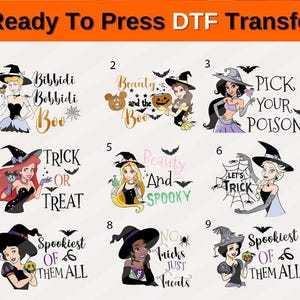 Disney Prinzessin Halloween DTF, Disney Halloween Printable, Disney Prints, Heat Transfers, Prinzessinnen Hexe DTF, Jasmin Dtf, Belle Dtf