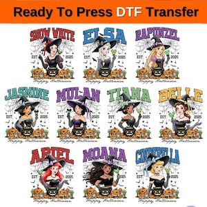 Disney Prinzessin Halloween DTF, Disney Halloween Printable, Disney Prints, Heat Transfers, Prinzessinnen Hexe DTF, Jasmin Dtf, Belle Dtf