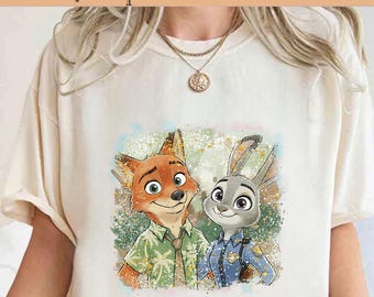 ディズニー ズートピア プレス準備完了、ニック・ワイルドとジュディ・ホップスのDTFトランスファー、ディズニー ズートピア カップルのDTF、ディズニー ファミリー旅行トランスファー