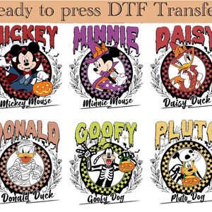 Disney Halloween All Characters Dtf Transfer, Mickey And Friends Halloween Ready to Press, Halloween Party Dtf, Disney Family Halloween Dtf