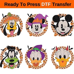 Disney Halloween All Characters Dtf Transfer, Mickey And Friends Halloween Ready to Press, Halloween Party Dtf, Disney Family Halloween Dtf