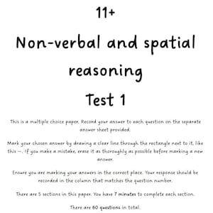 11+ Non-verbal and spatial reasoning mock exam resource (GL assessment)