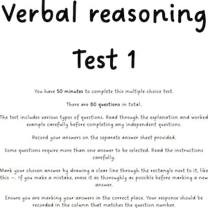 11+ Verbal Reasoning Mock Test Resource (GL assessment)