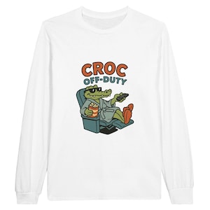 Camiseta Croc Off-Duty – Camiseta engraçada com desenho de jacaré Lounge, camiseta vintage para uso relaxado