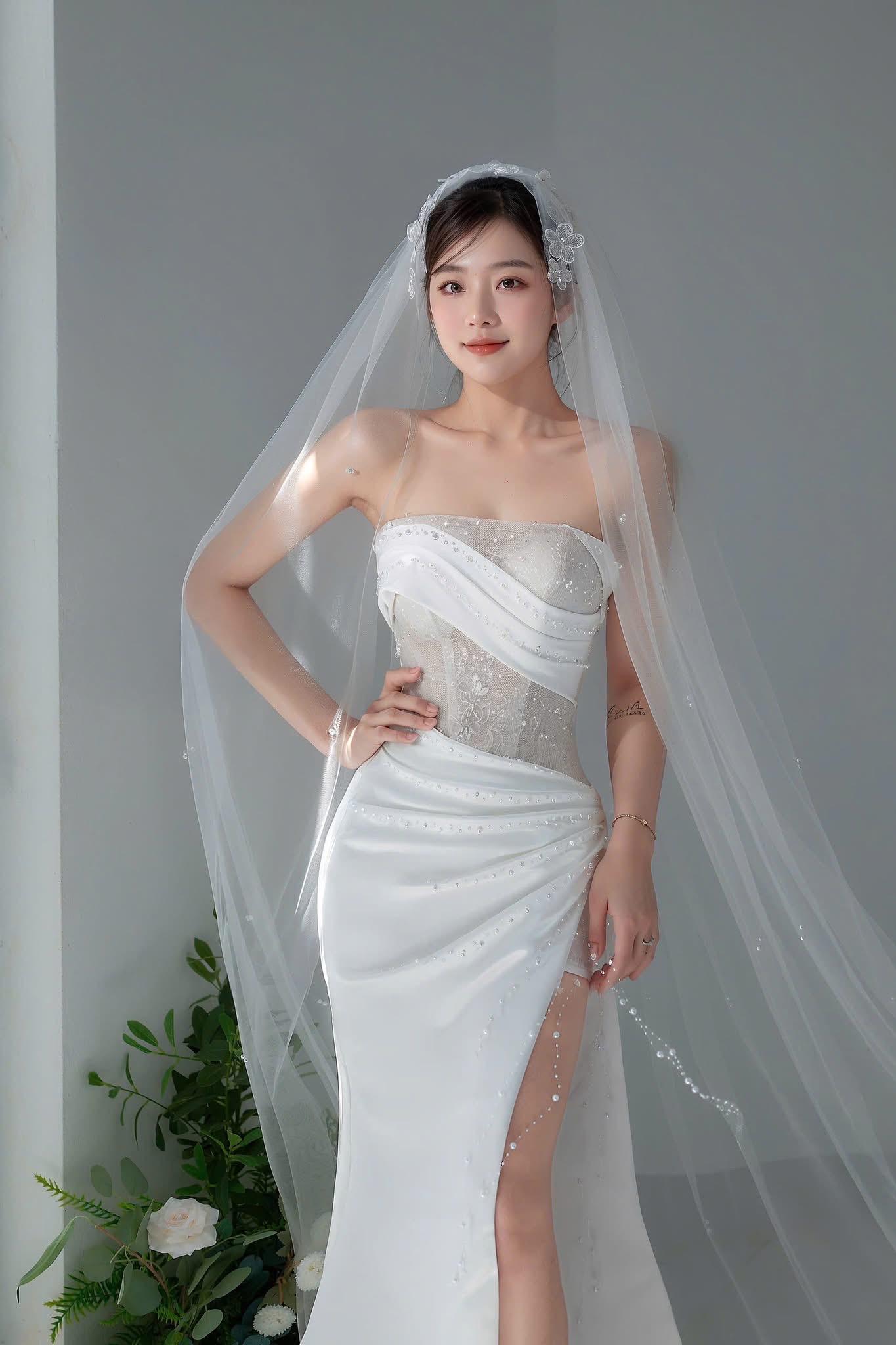 Modern White Corset Wedding Dress | High Slit Bridal Gown With Long ...