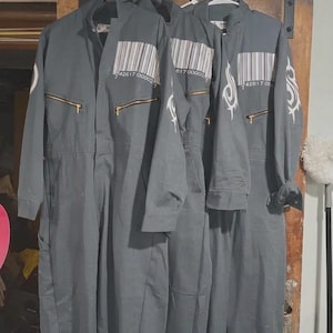 Mono gris con código de barras / Traje de trabajo industrial / Mono inspirado en Slipknot / Mono unisex / Traje de escenario para banda de rock