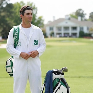 Męski spersonalizowany kombinezon golfowy Caddie: spersonalizowana naszywka z imieniem i numerem na prezent dla golfisty Caddie