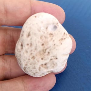 Rare Wishing Stone - White Energy Stone with natural holes - Witchcraft pebble - Genuine Pebble - Hag stone