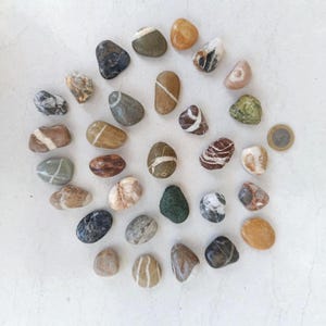 Sea Stones set of 30 - Decorative Sea Stones - Natural - Wishing Stones - Pebble Art - Beach Minerals - Rare Colourful Stones