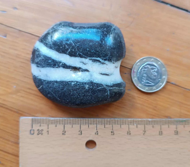 Stone Nature Ruler Rare Natural Stone - Banded Beach Stone - Energy Stone - Black Wishing ...