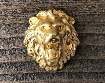 Bright Silver Stamping Lion Head Large