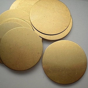 12 flat round brass discs/ stamping blanks, 1-1/2” ZA105
