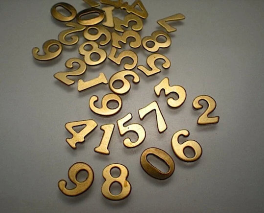30 Small Brass Number Charms ZA760 Etsy