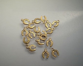 18 teeny tiny brass horseshoe charms ZH518