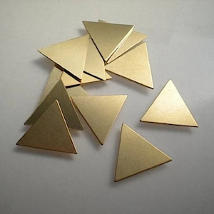 12 small flat brass triangle stamping blanks, 5/8" ZA408