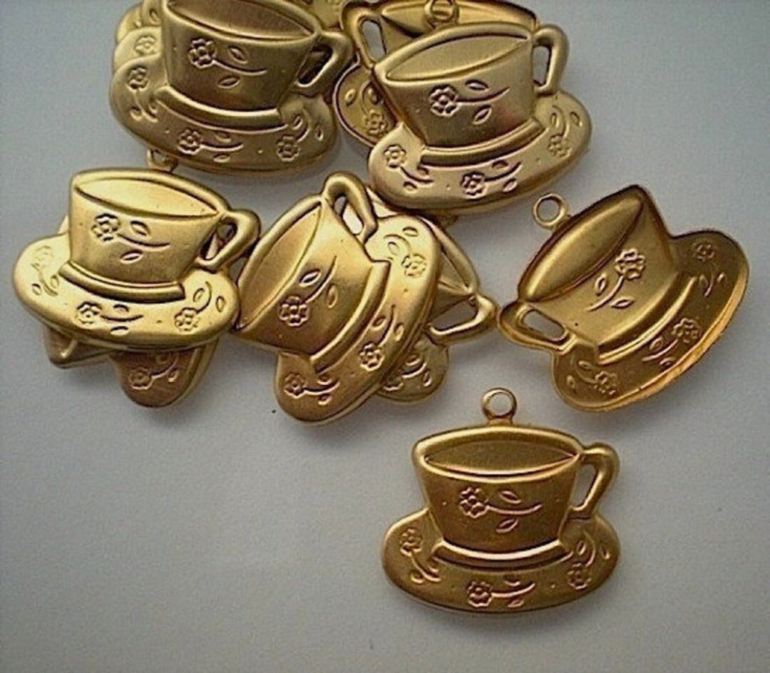 12 Brass Teacup Charms ZH406 Etsy