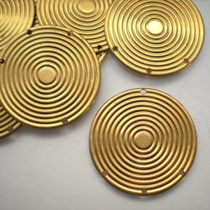6 brass large round disc stamping WITH 4 HOLES ZA171