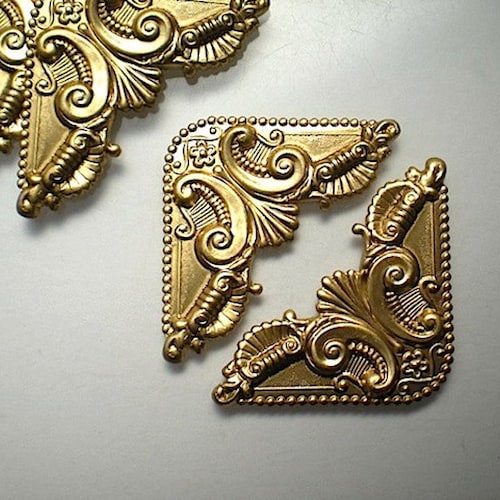 6 Brass Ornate Corner Brackets ZC202 Etsy