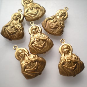 6 brass 3D Madonna charms ZI127