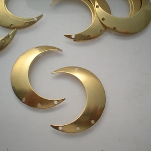 12 medium brass moon charms WITH 4 HOLES ZB263