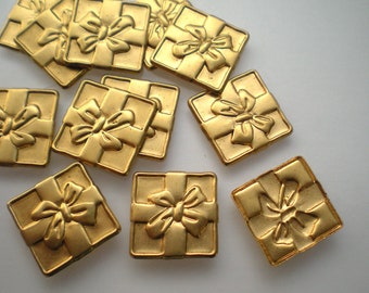 12 small brass gift box stampings ZH356