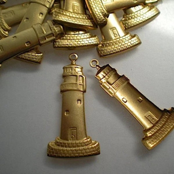 12 brass lighthouse charms ZH655