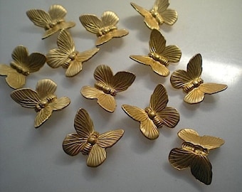 12 small brass butterfly stampings ZF305