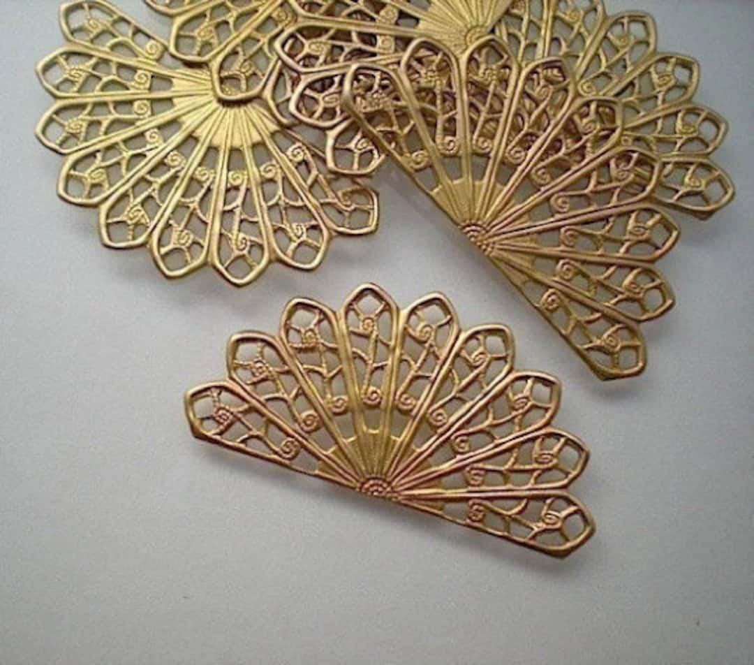 6 Medium Fan Filigrees ZC342 - Etsy