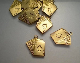 12 Spielkarten Charms aus Messing ZH553