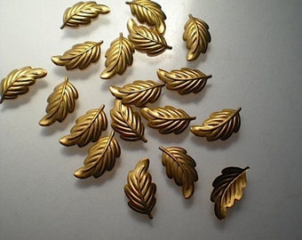 18 tiny brass leaf stampings ZD355